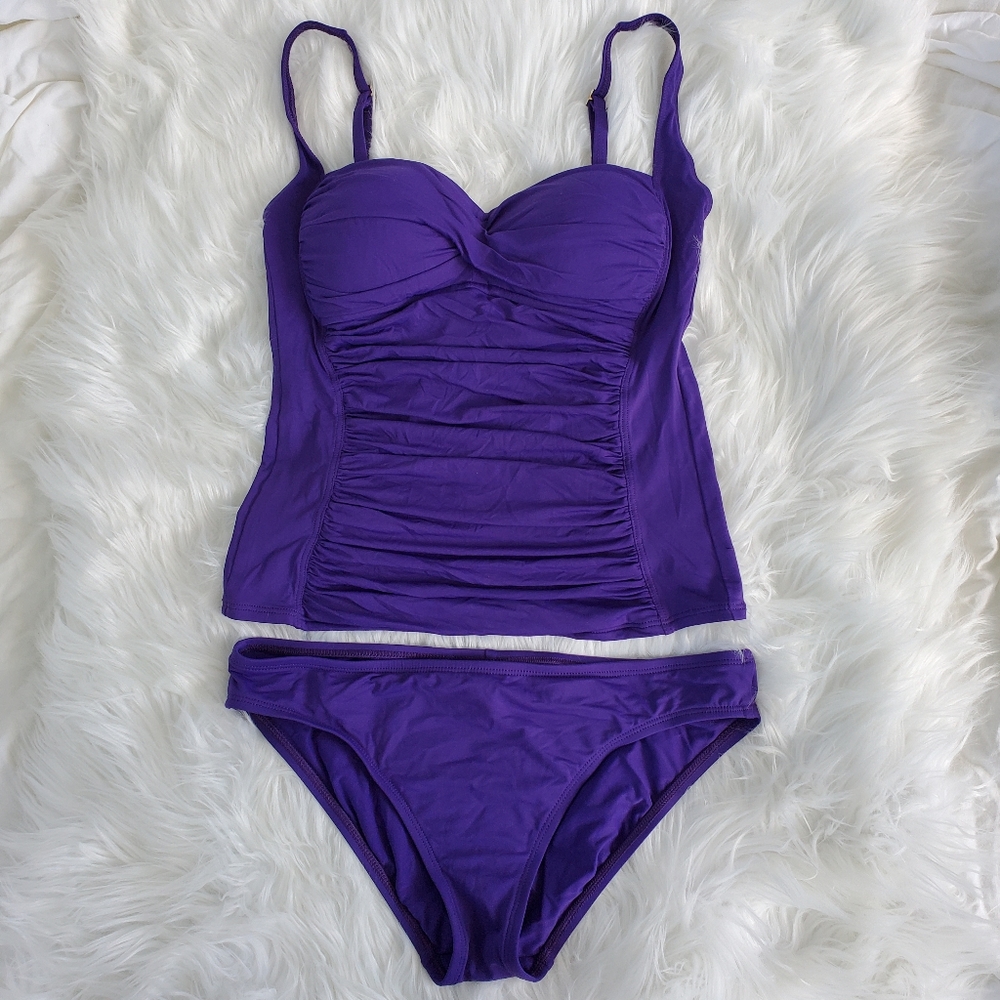 La Blanca Sea Level Twist Front Tankini Top and Bottom size 6